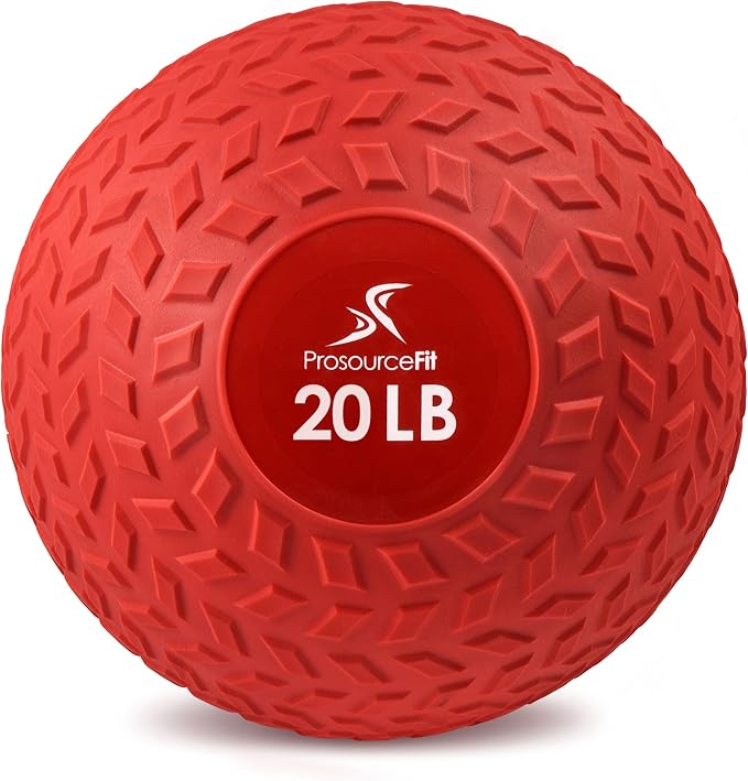 ProsourceFit Slam Medicine Balls 5, 10, 15, 20, 25, 30, 50lbs Smooth and Tread Textured Grip Dead Weight Balls for Strength and Conditioning Exercises, Cardio and Core Workouts