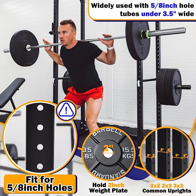 Weight Plate Holder, Power Rack Attachments for Olympic 2-Inch Weight Plate Storage, Fits 2x2, 2x3, 3x3 Power Cages with 1" or 5/8" Holes