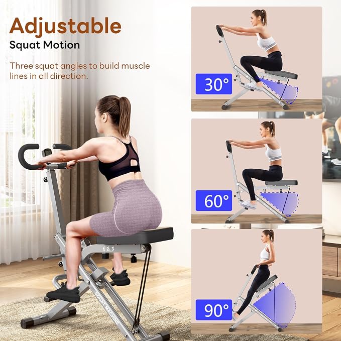 SogesPower Squat Machine for Home Gym, with Adjustable Resistance | Squat Rowing Machine with Optional Full Motion, Squat Assist Trainer for Glutes & Legs Workout, Space-saving,330lbs
