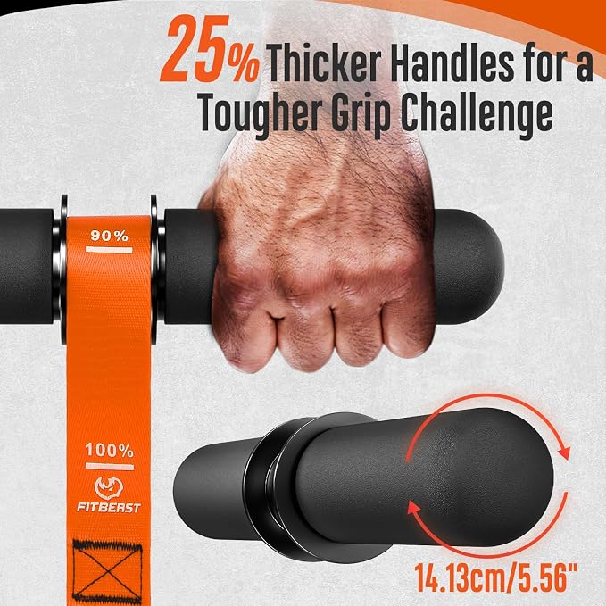 FitBeast Forearm Strengthener & Forearm Exerciser, Wrist Roller | Forearm strength trainer with thick handle and adjustable strap. Ideal for grip strength, muscle building and rehabilitation.
