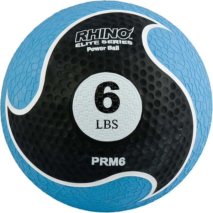 Champion Sports Rhino Elite Medicine Ball – Textured Surface, Superior Grip, Hollow Synthetic Rubber for Consistent Bounce & Durability, Multiple Weights & Colors - Optional Rebounder Sold Separately