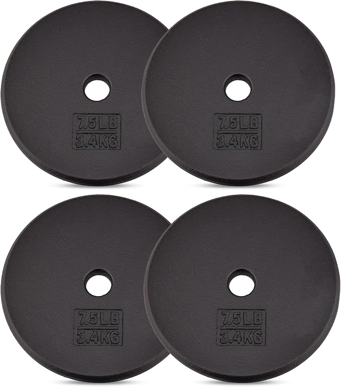 Yes4All Standard Weight Plates, 1-Inch Cast Iron Barbell Weights, Wide Range 5–50 LB, Ideal for Strength Training & Workout Routine, Available in Single, Pair & Set of 4