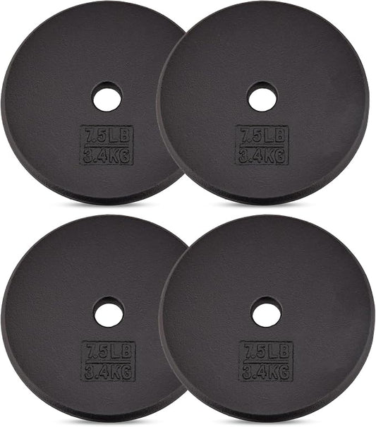 Yes4All Standard Weight Plates, 1-Inch Cast Iron Barbell Weights, Wide Range 5–50 LB, Ideal for Strength Training & Workout Routine, Available in Single, Pair & Set of 4