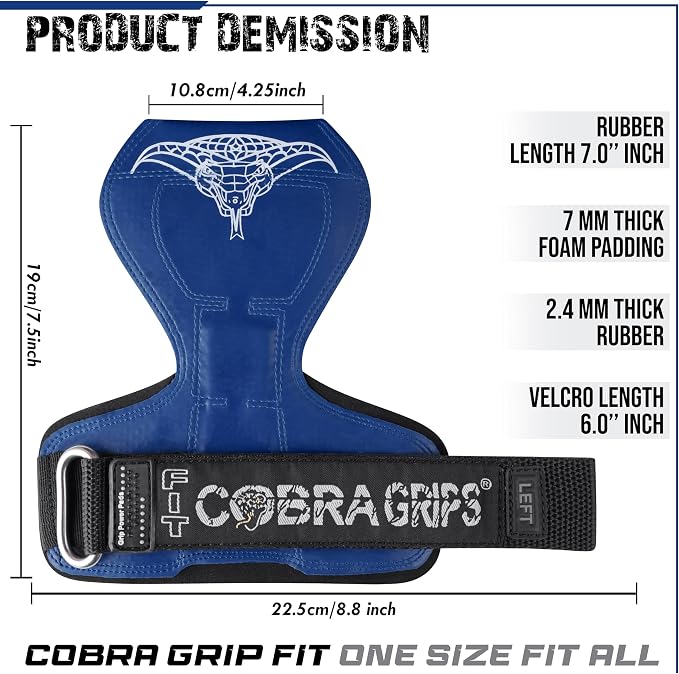 Cobra Grips Weight Lifting Gloves with Adjustable Neoprene Padded Wrist Wraps - Heavy Duty Alternative to Power Lifting Hooks for Deadlifts