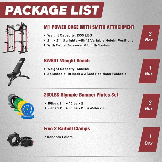 RitFit M1 Pro Smith Machine Cable Crossover Power Cage Home Gym