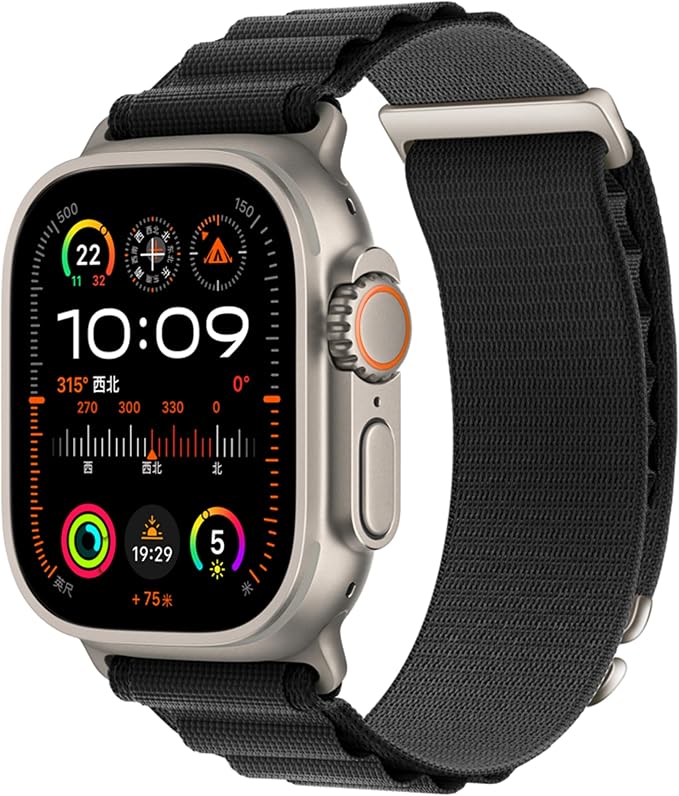 Alpine Nylon Sport Bands Compatible with Apple Watch Ultra Band 49mm 46mm 45mm 44mm 42mm Men Women, Stretch Loop Strap with D-Hook for iWatch Series 10 Ultra SE 9 8 7 6 5 4 3 2 1 (Black, 49mm/46mm/45mm/44mm/42mm(Series 3))
