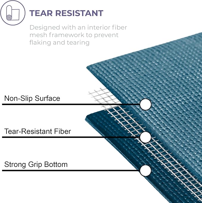 Voyage 5mm Studio Yoga Mats, 6 Pack, 72x24in | Extra Long, Anti-Tear Exercise Mats for Workout, Stretching, Fitness - Non Slip Gym Mats for Home, Schools and Studios
