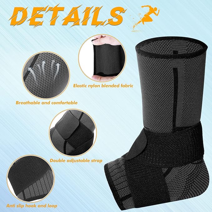 Tarpop 1 Pair Ankle Brace for Kids Compression Ankle Sleeves Adjustable Foot Support Brace Elastic Guard for Children Boys Girls Sports Running Jogging Dance Fitness Gymnastics(Black,Small)
