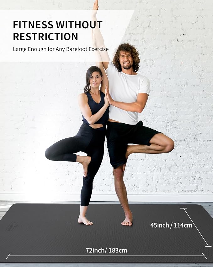 CAMBIVO 72''x48'' Large Yoga Mat, Extra Thick TPE Workout Mat | extra large exercise mat, non-slip TPE cushioning for joint relief, pilates stretching, apartment noise dampening