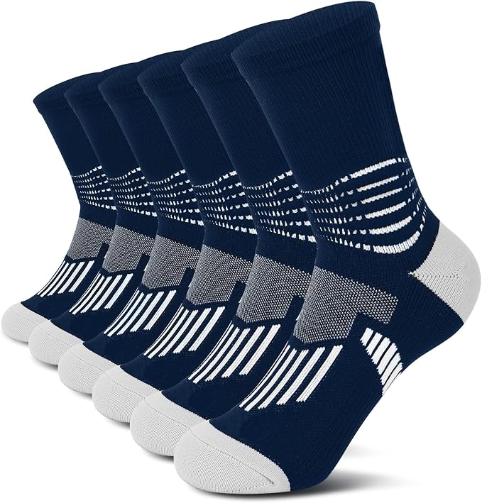 IRAMY Crew Compression Socks for Women Men with Ankle Arch Support Plantar Fasciitis Relief 3/6 Pairs