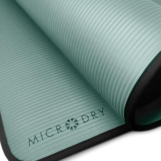 MICRODRY Multi-Purpose Fitness Mat, Cushioned & Non-Slip Foam for Yoga, Pilates, HIIT, Skid-Resistant and Tear-Resistant, 24"x72" with Carry Strap