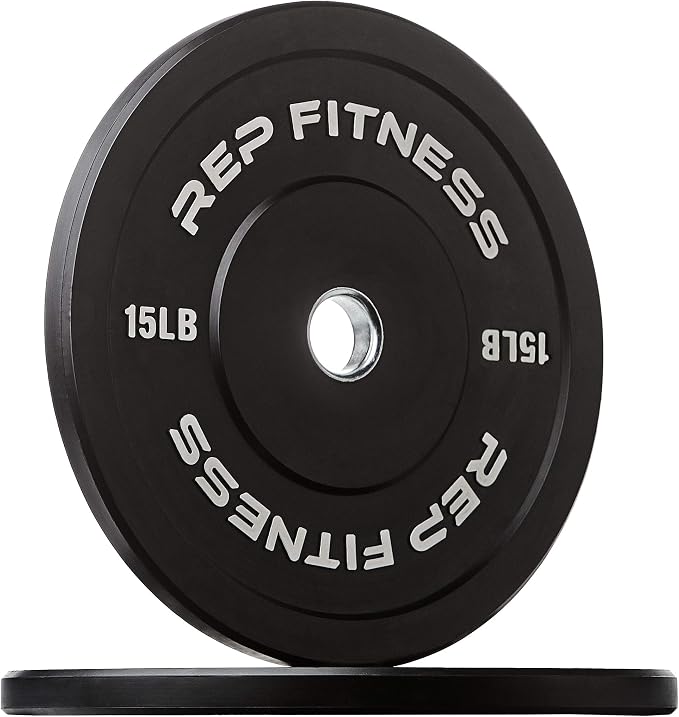 REP Color Bumper Plates LB Olympic Barbell Weights – Rubber Training Discs for Home Gym Strength Lifting, Low Bounce Durable, Weight Pairs & Sets 10 15 25 35 45 Pound Options