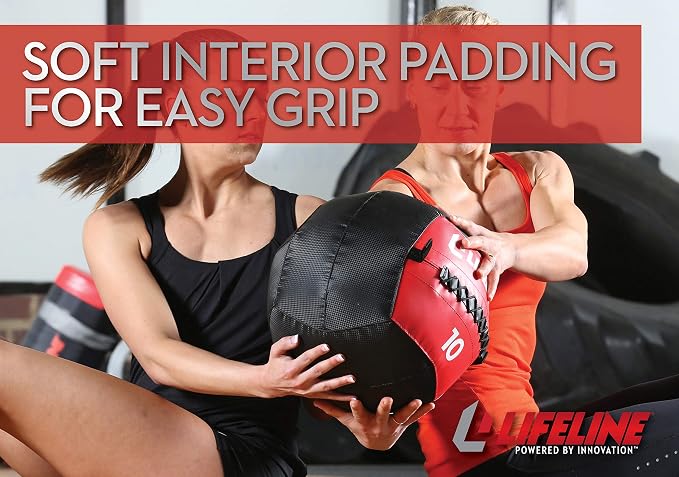 Lifeline Wall Ball Weighted Medicine Ball Core Strength with Sewn Exterior - Coordination, Stability, Cardio, Plyometrics, Crossfit