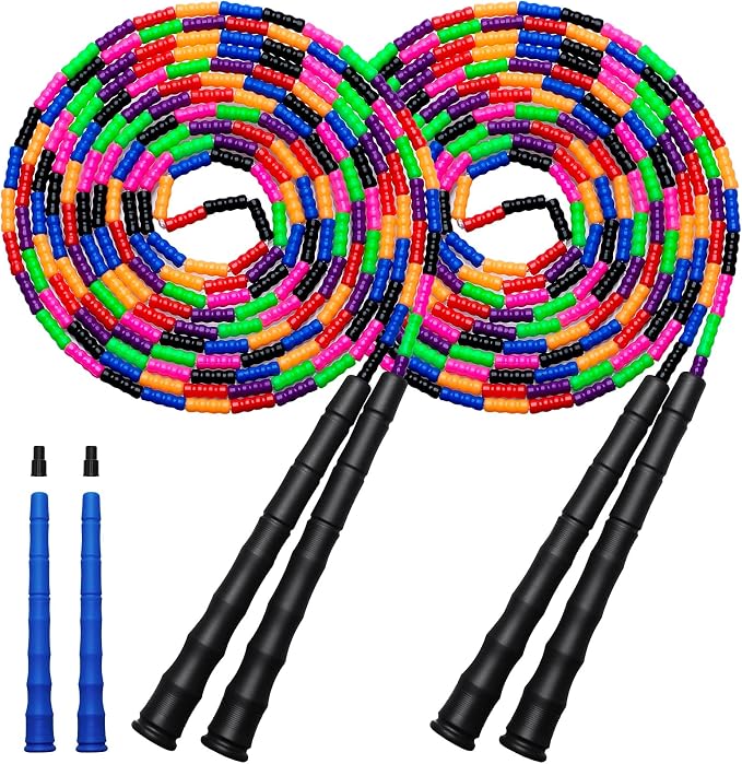 Double Dutch Jump Rope Long Jump Rope 16 FT 1 Pack/2 Pack, Adjustable Soft Beaded Diy Jump Rope for Kids Adult Long Enough for 5-6 Jumpers