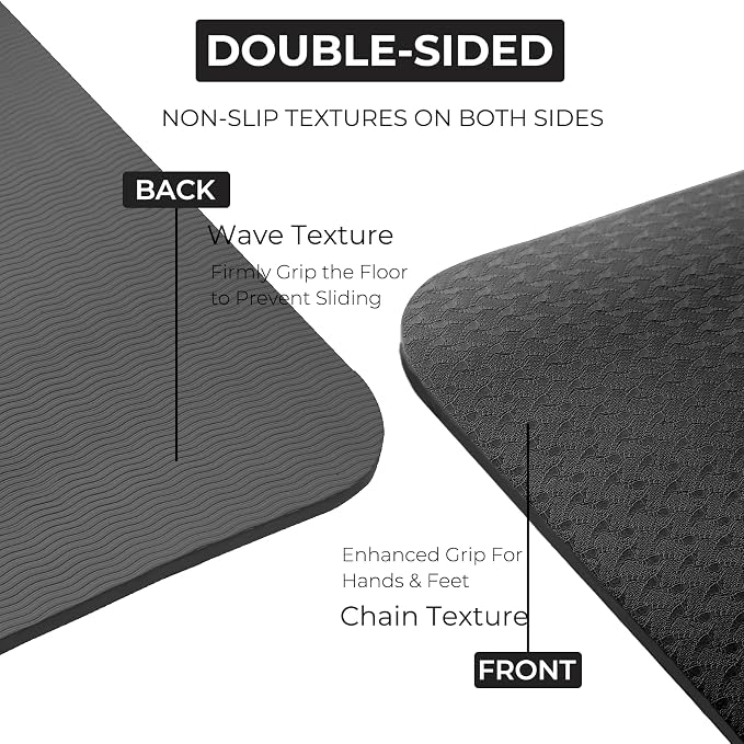 Yoga Mat 72''x24''/35''(8mm/10mm) for Beginners, Thick and Wide Yoga Mat with Carrying Strap for Pilates, Stretching and Home Workout