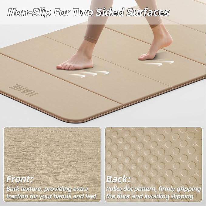 HAHE Foldable Yoga Mat 74"Lx32"Wx1/3"Thick, Folding Exercise Mats | Non-slip Wide Pilates Mats for Home Workout/Travel, Portable Yoga Mat Thick for Yoga/Pilates/Camping/Floor Exercises