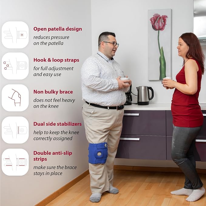 KARM Plus Size Knee Brace for Women & Men Plus Size - Adjustable Knee Support Brace for Meniscus Tear, Arthritis Pain, Compression with Side Stabilizers - Obese People (4XL/5XL/6XL Blue)