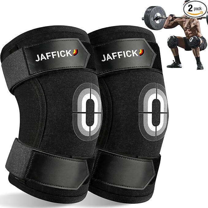 Jaffick Knee Sleeves (1 Pair),Double Layer Compression Knee Braces for Suitable for Squats, Weightlifting, Powerlifting, Gym Exercises, Unique Pressure Belt Design，7MM Neoprene Sleeves