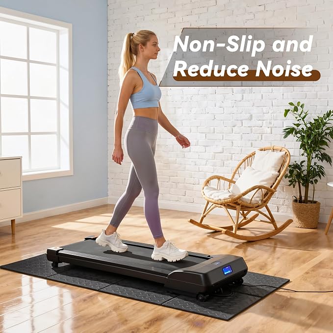 Walking Pad Mat for Carpet - 0.25" Thick Foldable Treadmill Mat | Non-Slip High Density for Bike, Elliptical, Home Gym Use