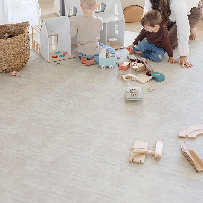 Little Landings Baby Play Mat for Floor - Sandstone (6x8ft) - Premium EVA Foam Play Mat for Babies & Toddlers (Ages 0-5+) Non-Toxic Playmat for Tummy Time, Crawling & Playroom - Stylish & Comfortable