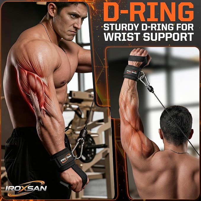 Weight Lifting Straps with D Ring, Wrist Straps for Deadlifting, IROXSAN