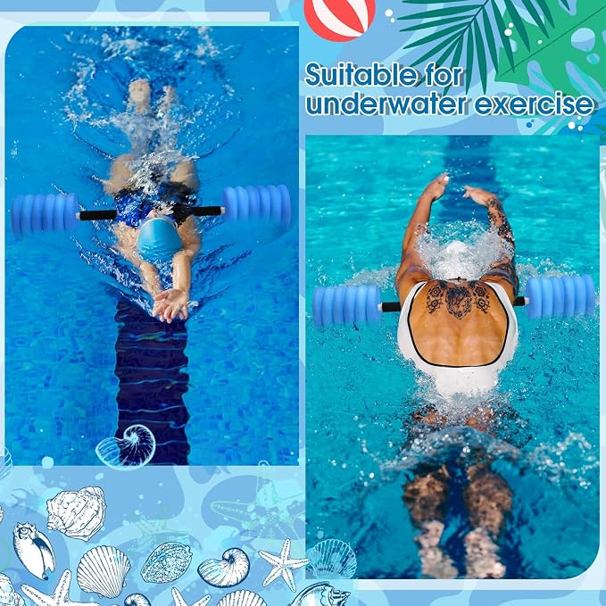 Soulchen Long Aquatic Exercise Dumbbells Pool Exercise Foam Water Weights Dumbbell Aquatic Pool Barbells with High Density EVA Foam for Swim Water Aerobics Workouts Loss