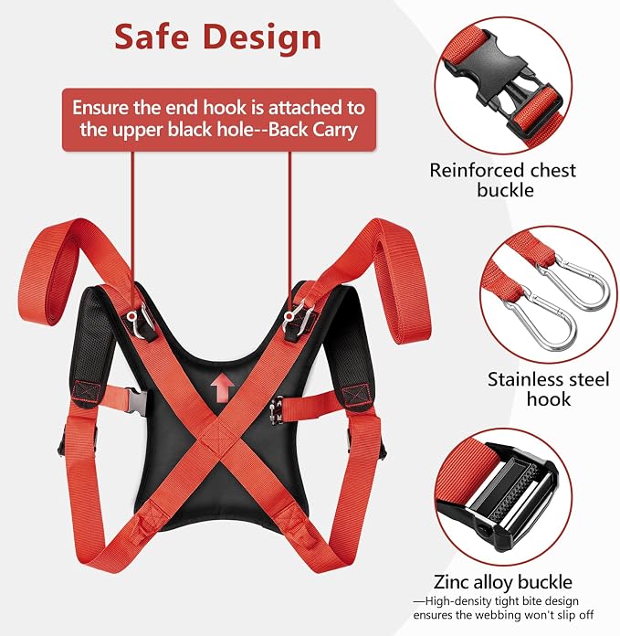 KEDSUM Moving Straps 1 Person-Back Carry, Lifting Straps Moving Free Your Arms, Heavy Duty Strap for Appliance, Thicken Sponge Vest, Upgraded Move Tool for Renters&Movers, Break Strength Over 600LBS