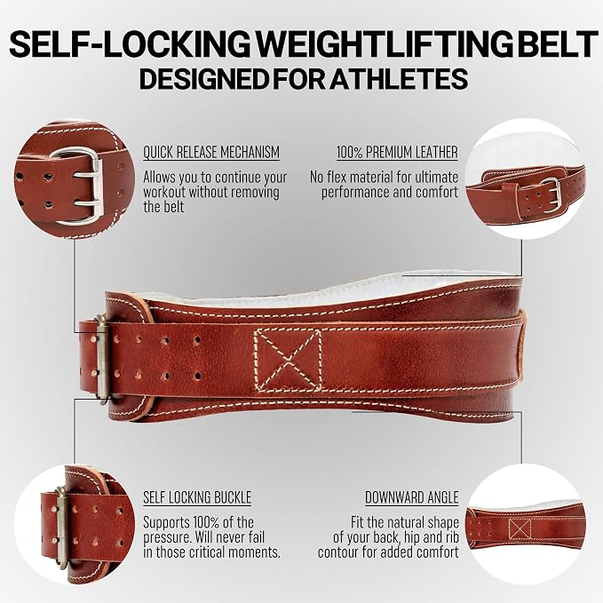 Schiek Sports 2004 Leather 4 3/4" Weight Lifting Belt - Comfortable Weightlifting Belt