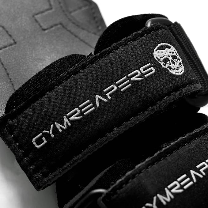 Gymreapers Weight Lifting Grips (Pair) for Heavy Powerlifting, Deadlifts, Rows, Pull Ups, with Neoprene Padded Wrist Wraps Support and Strong Rubber Gloves or Straps for Bodybuilding