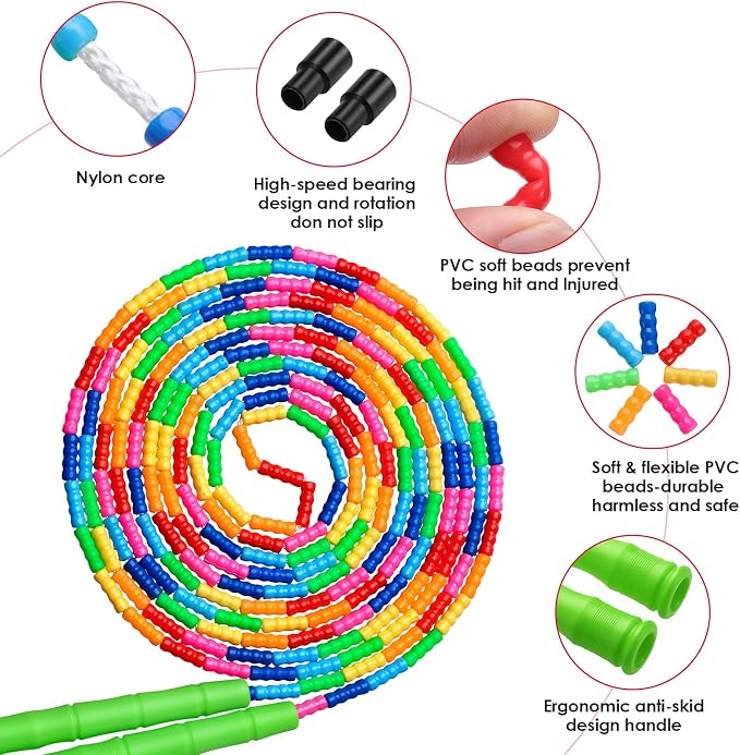 Double Dutch Jump Rope Long Jump Rope 16 FT 1 Pack/2 Pack, Adjustable Soft Beaded Diy Jump Rope for Kids Adult Long Enough for 5-6 Jumpers