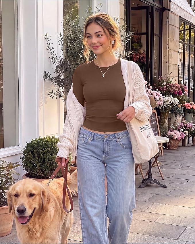 GAYHAY Long Sleeve Shirts for Women Tops Fitted Clothes Fall Fashion 2026 | Basic Tees, Girls School Outfits, Y2k Winter Tshirt, Tight Underscrub, Workout Casual, Cute Trendy Plain Compression Layering