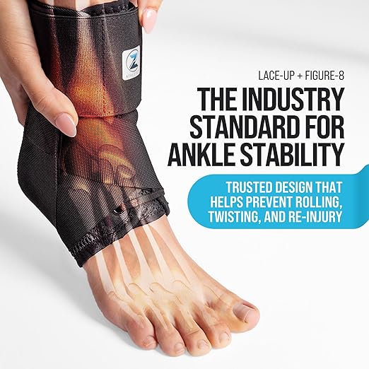Lace Up Ankle Brace for Women & Men - Side Stabilizers for Sprained Ankle
