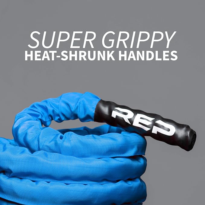 REP Fitness Battle Rope | 30/40/50 Ft Heavy Training Cord for Home Gym, Strength Workout, Cross Fit, Cardio Conditioning, Exercise Equipment with Protective Sleeve & Textured Grip Handles | 3 Colors