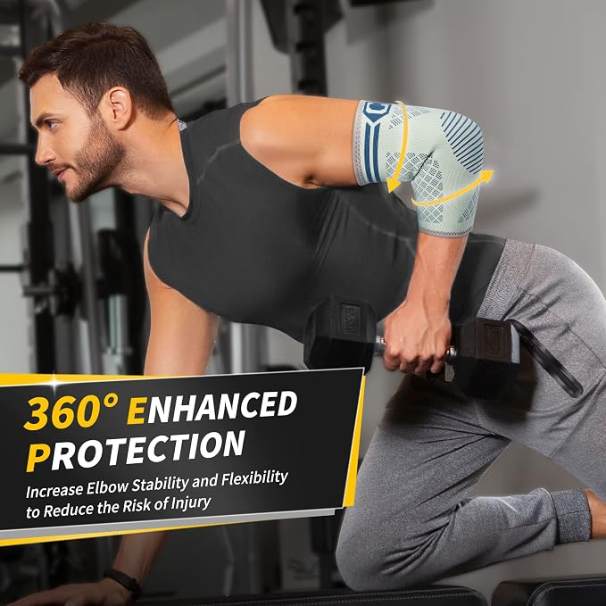 CAMBIVO 2 Pack Elbow Brace Compression Sleeve, Tennis & Golfer's Elbow | Breathable 3D Knit, Moisture-Wicking, No Straps or Velcro, Epicondylitis, Tendonitis & Arthritis Relief, All-Day Wear