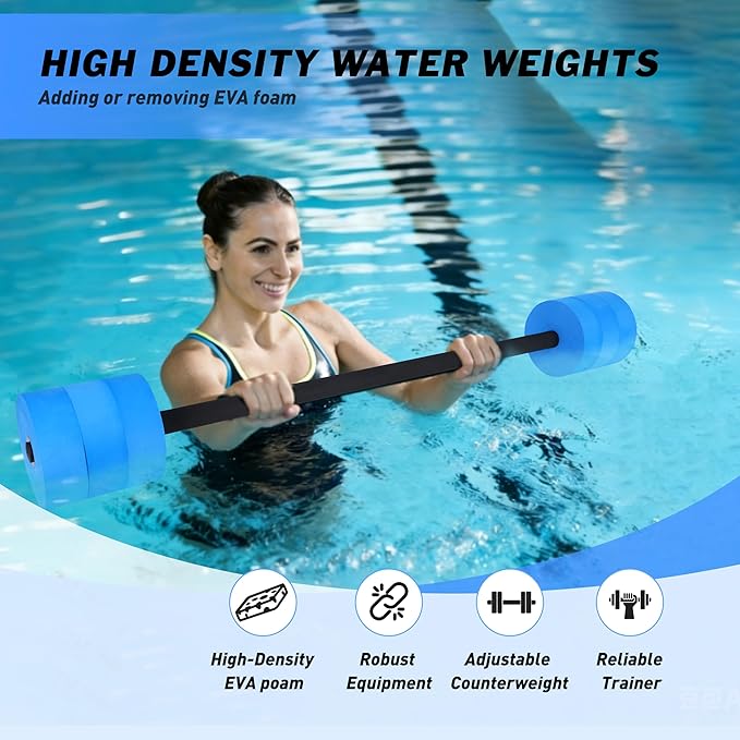 Hikeen Aquatic Exercise Dumbbells Water Dumbbell Pool Resistance Aquatic Fitness Barbells with 4 High-Density EVA Foam Pool Weights Dumbbells, for Water Aerobics Weight Loss