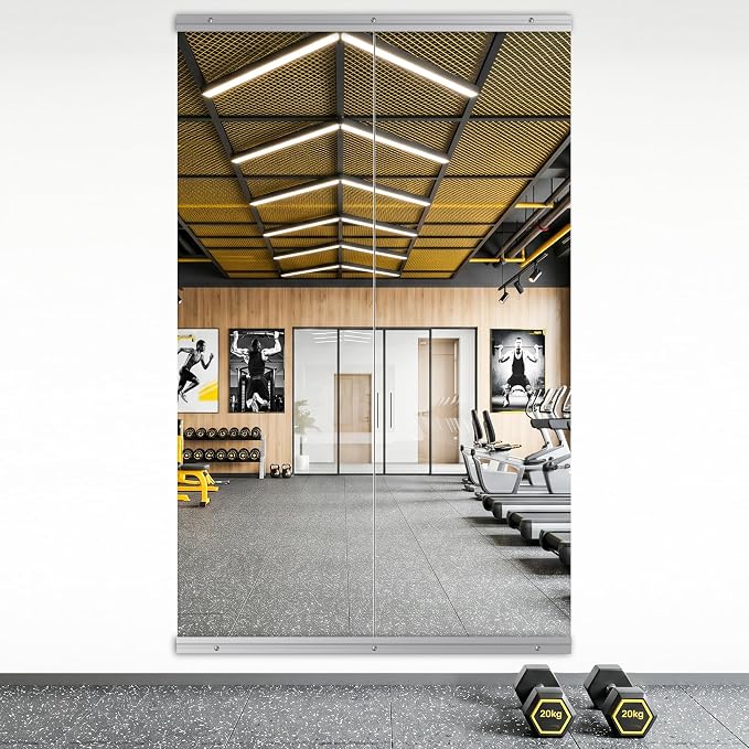 Home Gym Mirror, 56"x16"-2 PCS Gym Mirrors for Wall | Frameless | Tempered Glass | Large Workout Mirrors for Home Gym, Dance Studio, Yoga Room, Garage Gym