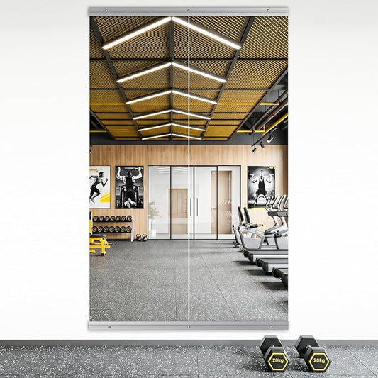Home Gym Mirror, 56"x16"-2 PCS Gym Mirrors for Wall | Frameless | Tempered Glass | Large Workout Mirrors for Home Gym, Dance Studio, Yoga Room, Garage Gym