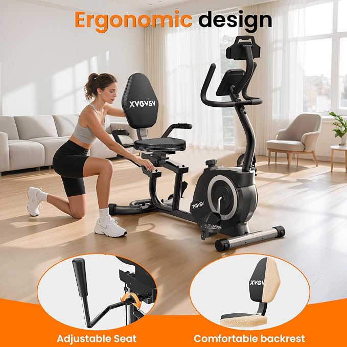 Recumbent Exercise Bike for Home, Recumbent Stationary Bikes for Seniors | Quiet Recumbent Bikes for Seniors & Adults, 16-Level Resistance, Adjustable Seat, Supports 400LB, Pulse Sensors & LCD Display