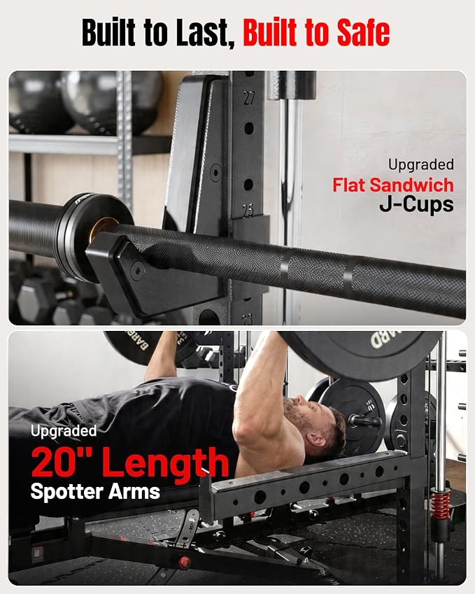 Mikolo M4 2.0 Smith Machine, 2200lbs Squat Rack with LAT-Pull Down System & Cable Crossover Machine, Training Equipment with Leg Hold-Down Attachment