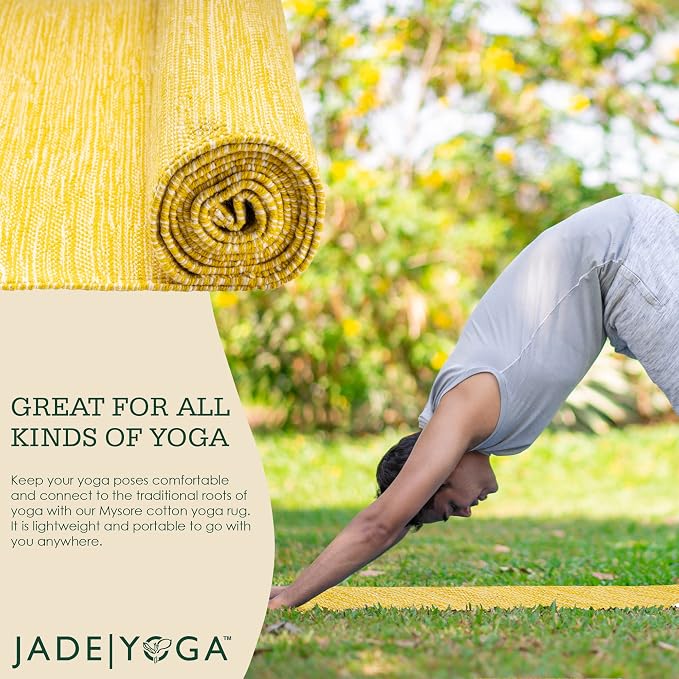 Jade Yoga Organic Cotton Hand Loomed Yoga Mat 72" Indigo