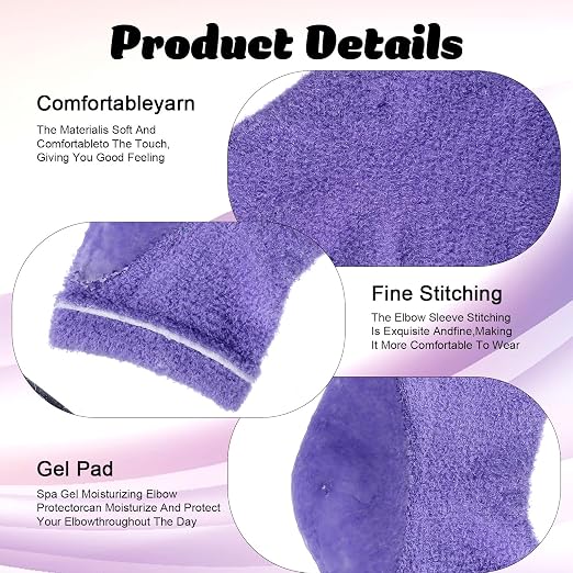 2 Pairs Elbow Moisturizing Sleeve,Elbow Pads for Women with Beauty Gel Moisturizing, Elbows Protectors for Elderly, for Moist Chapped Dry Skin Care,Cover Heel Socks,Elbows Sleeves