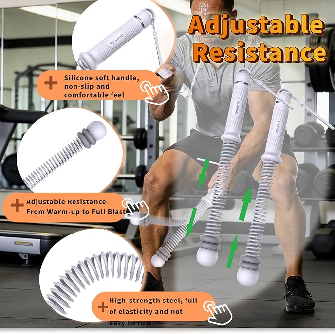 Adjustable Ropeless Battle Ropes for Home Gym for Men & Women, Quiet Air Resistance Heavy Duty Cordless Battle Rope,Exercise Ropes with Variable Resistance, Strength & Low-Impact Cardio for HIIT