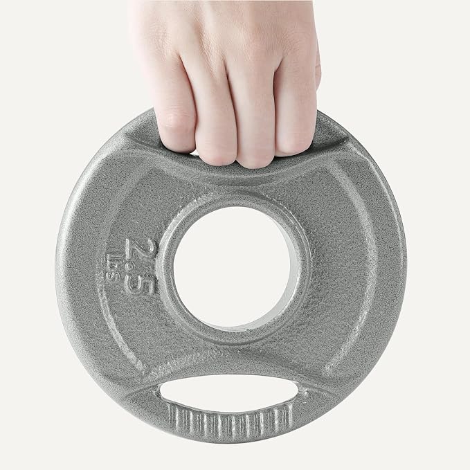Amazon Basics 2-Inch Olympic Grip Weight Plates, Cast Iron, for Powerlifting, CrossFit & Strength Training