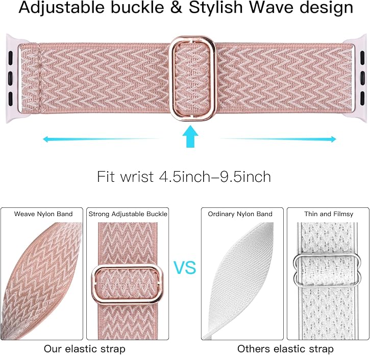 Lerobo Stretchy Nylon Solo Loop Band, Compatible with Apple Watch Series 11 10 9 8 7 6 5 4 3 SE3/2/1 Ultra3/2/1, Adjustable Strap for iwatch Band 44mm 45mm 46mm 49mm 42mm 40mm 41mm 38mm for Women Men