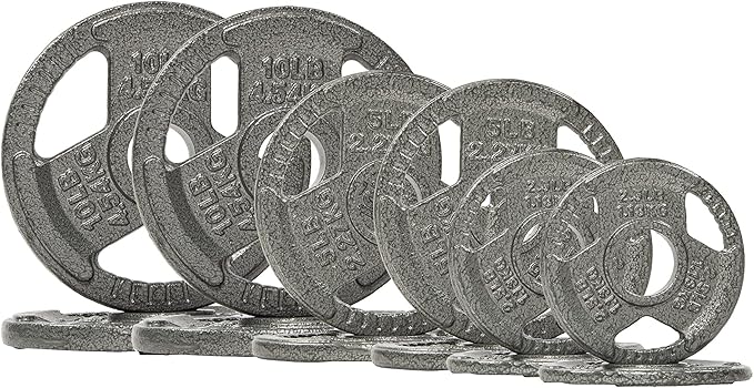 Fitvids 2 Inch Olympic Barbell Weight Plates Set, 70/120 LB Barbell Weight Set for Home Gym Strength Training, Triple-handle Design