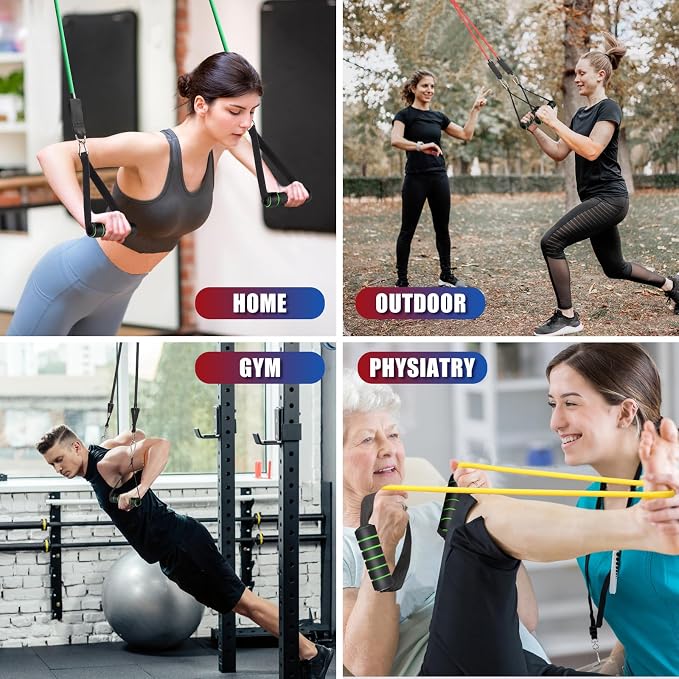 WIKDAY Exercise Resistance Bands with Handles for Working Out Workout Bands Set with Door Anchor for Physical Therapy, Yoga, Pilates