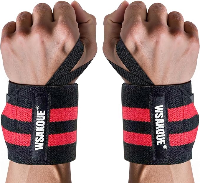 WSAKOUE Weightlifting Wrist Wraps - 18" Professional Wrist Support with Heavy-Duty Thumb Loop for Powerlifting, Bench Press & Strength Training- Adjustable Gym Wrist Straps for Men & Women