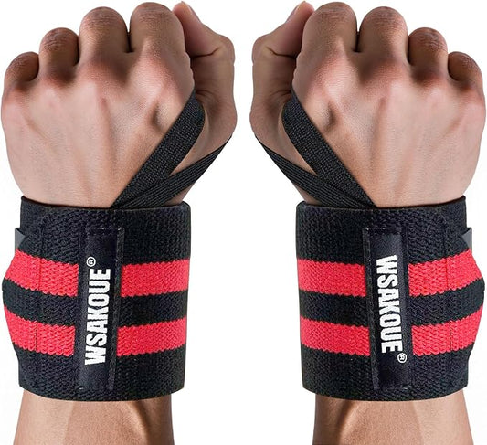 WSAKOUE Weightlifting Wrist Wraps - 18" Professional Wrist Support with Heavy-Duty Thumb Loop for Powerlifting, Bench Press & Strength Training- Adjustable Gym Wrist Straps for Men & Women