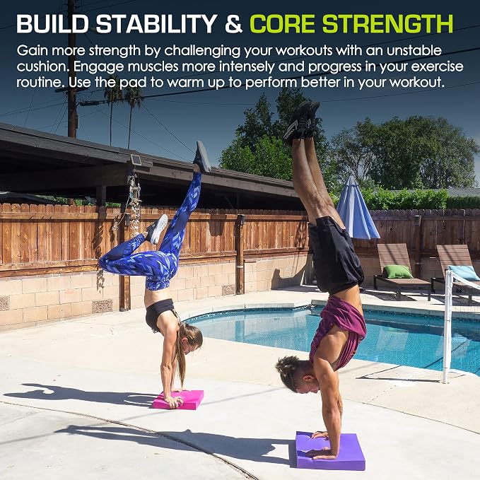 ProsourceFit Exercise Balance Pad, Non-Slip Cushioned Foam Mat & Knee Pad for Fitness and Stability Training, Yoga, Physical Therapy