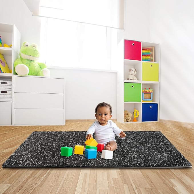 Sivan Fitness 1/2" Thick Rubber Top High-Density EVA Foam Gym Flooring for Home Gym - 48 Sq Ft Exercise Mat Tiles for Workout, Yoga, MMA, Heavy Exercise Equipment Mat - 12 Interlocking Gym Floor Mat